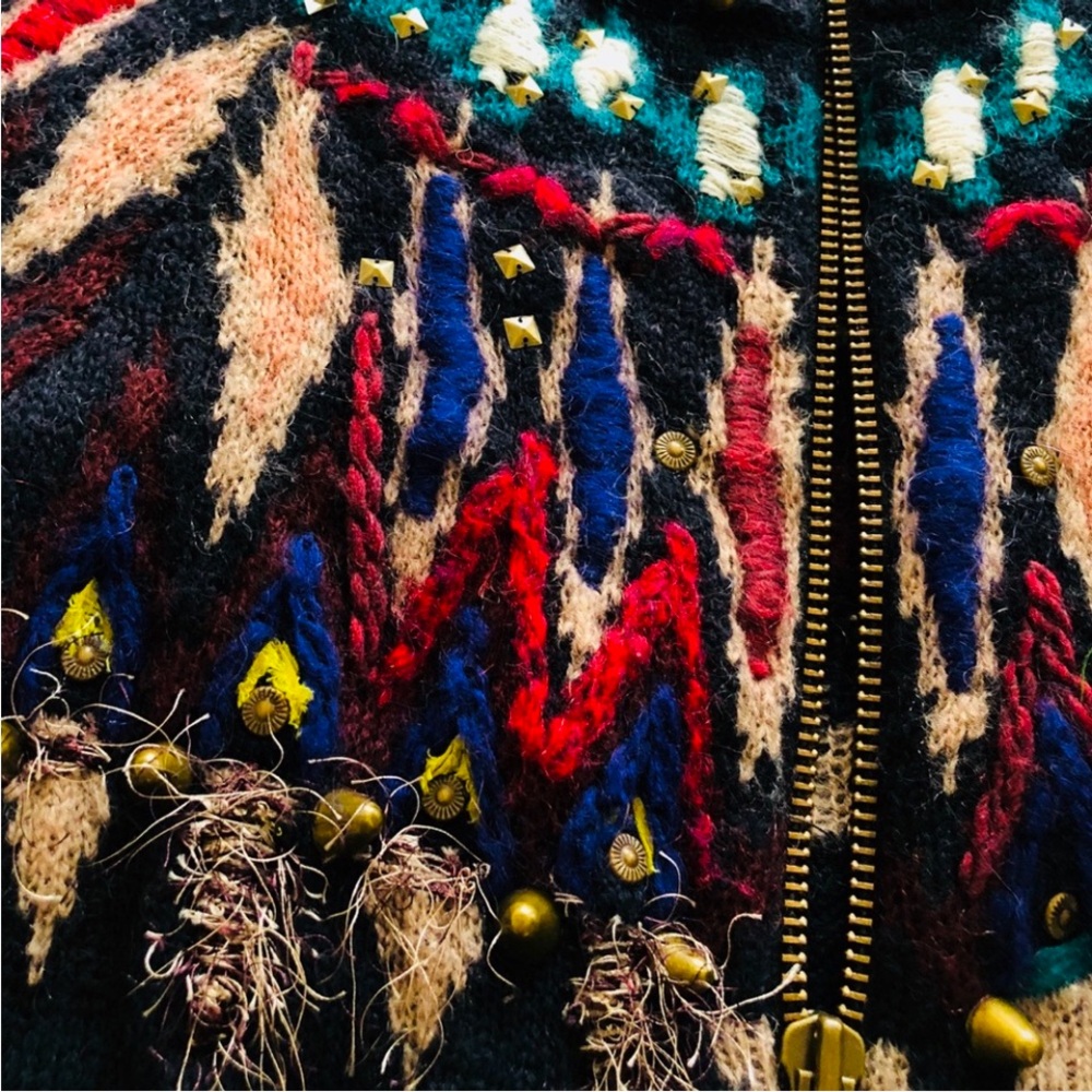 Colorful Patterned Knit Jacket - image 7